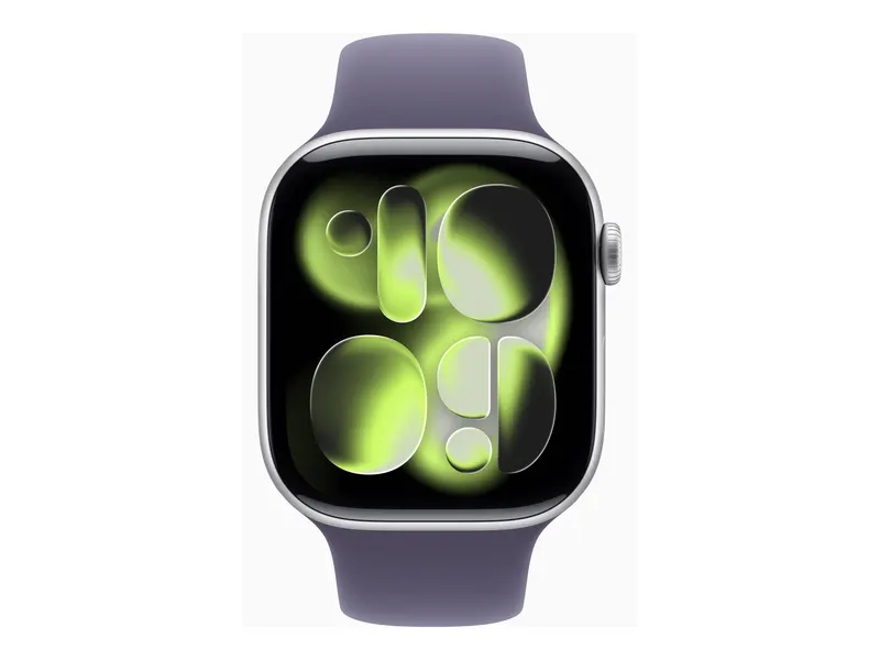 Smartwatch Apple Watch Series 11 GPS 46 mm aluminium srebrny + pasek sportowy mleczny fiolet M/L