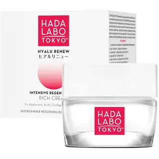 Hada Labo Tokyo Hyalu Renew bogaty krem regenerujący do twarzy z 5 formami kwasu hialuronowego, kolagenem i masłem shea 50 ml