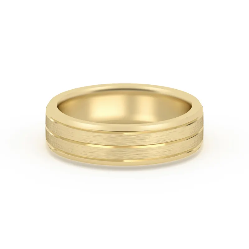 Klasyczna Beveled Comfort Fit Satenowa Męska Obrączka Ślubna 585 Żółte Złoto (14K) 5 MM