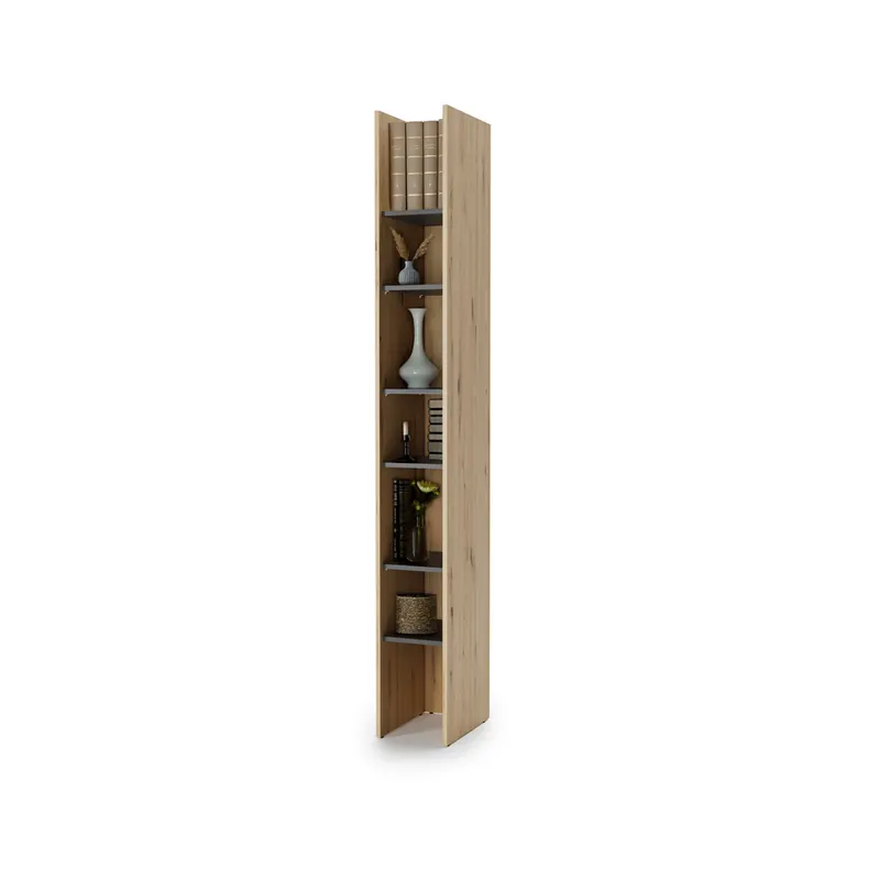 Regał Bed Concept BC-24 | 27x218X40 cm | Dąb Artisan/Czarny | Dąb artisan/Czarny regał Lenart | funkcjonalny | do półkotapczanu