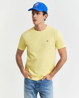 Gant T-Shirt Męski Okrągły Dekolt Regular Fit Żółty