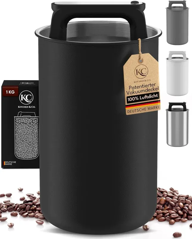 Pojemnik na kawę i herbatę 2800 ml hermetyczny czarny stal nierdzewna