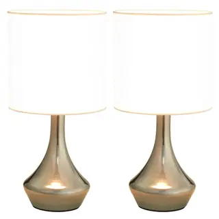 Lampy stołowe, 2 szt., dotykowe, białe, E14