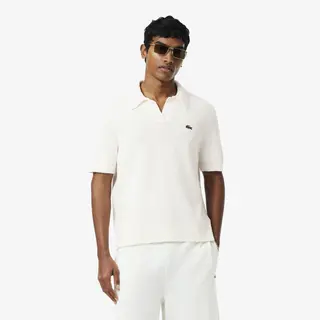 Lacoste Koszulka Polo O Klasycznym Kroju Z Dzianiny Bouclé Męskie Biały