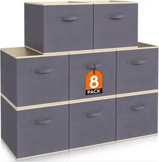 Szary koszyk do przechowywania kostka 26,5x26,5x28 cm składany organizer