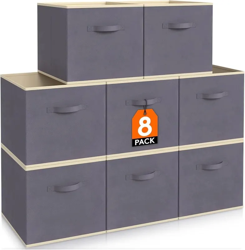 Szary koszyk do przechowywania kostka 26,5x26,5x28 cm składany organizer