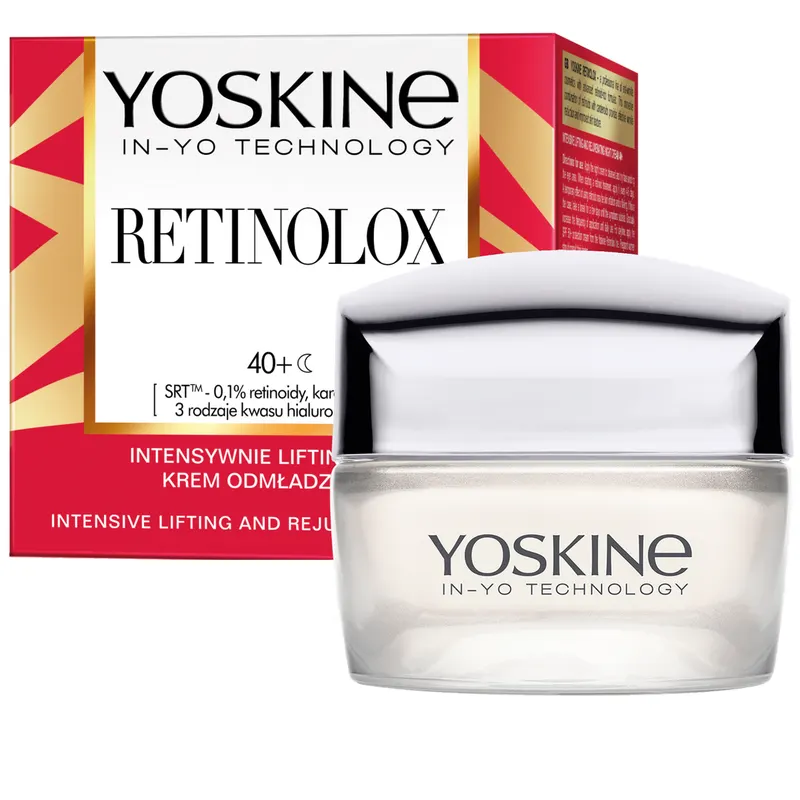 Yoskine Retinolox intensywnie liftingujący krem odmładzający na noc 40+ z retinoidami 0,1%, karotenoidami i 3 rodzajami kwasu hialuronowego 50 ml
