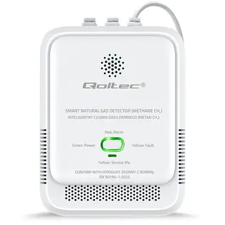 Qoltec Czujnik wycieku gazu ziemnego | detektor CH4 | NG | alarm 85dB | LED
