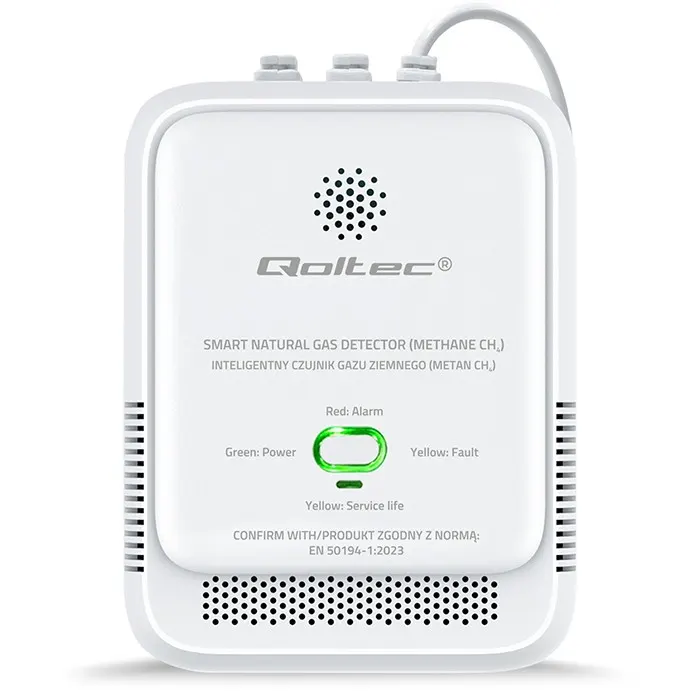 Qoltec Czujnik wycieku gazu ziemnego | detektor CH4 | NG | alarm 85dB | LED