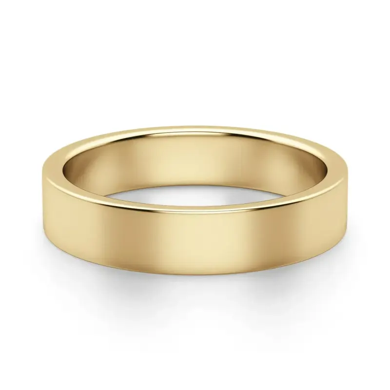 Klasyczna Męska Obrączka Ślubna Flat 4 MM 585 Żółte Złoto (14K)
