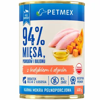 PETMEX z indykiem i dynią - mokra karma dla psa - 400g