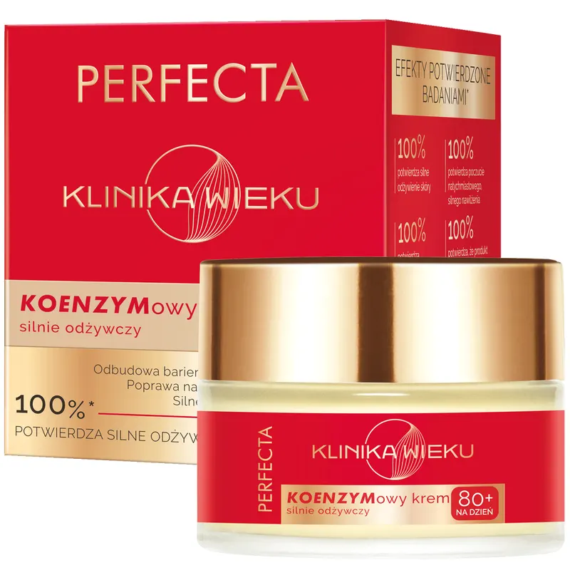 Perfecta Klinika Wieku Koenzymowy krem silnie odżywczy na dzień 80+ z koenzymem Q10, złotem 24K i kwasem hialuronowym 50 ml