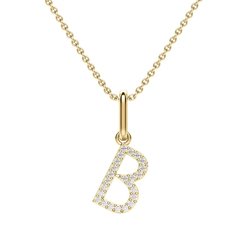Wisiorek Litera "B" Laboratoryjny Diament 585 Żółte Złoto (14K)