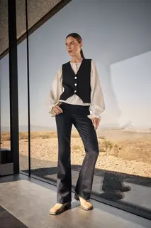 Gładkie jeansy bootcut granatowe