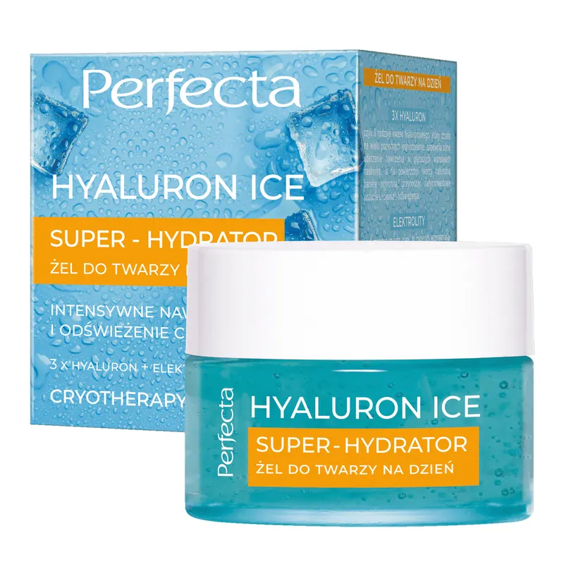 Perfecta Hyaluron Ice krem-żel do twarzy na dzień 3x Hyaluron + elektrolity, intensywne nawilżenie i odświeżenie cery 50 ml