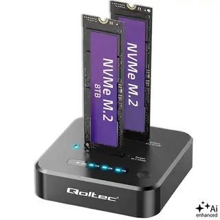 Qoltec Stacja dokująca dysków SSD M.2 NVMe | PCIe | DUAL 2x8TB | USB-C 3.2 | 10Gb/s