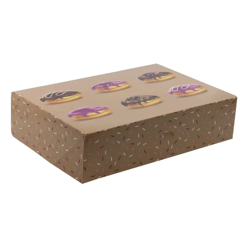 10x Pudełko na ciasto, torciki 31x22x8 cm zamykane TEKTURA LITA beżowy