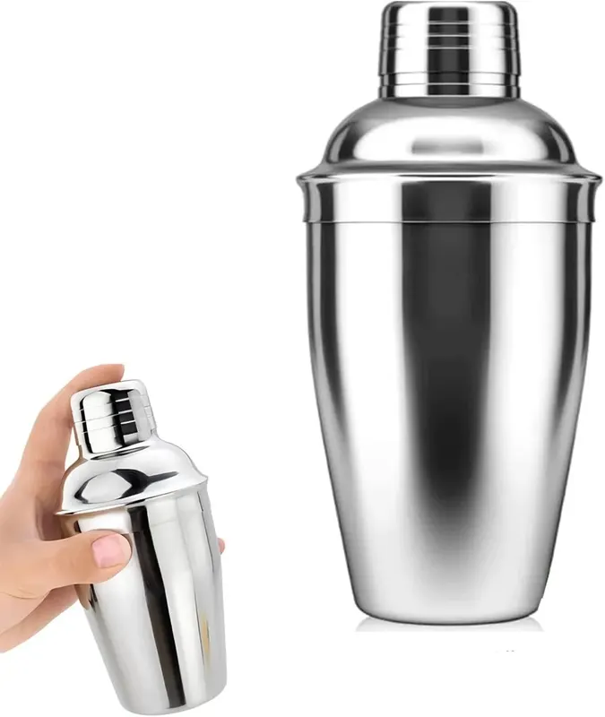 SHAKER DO KOKTAJLI 250ML STALOWY Z SITKIEM I JIGGEREM