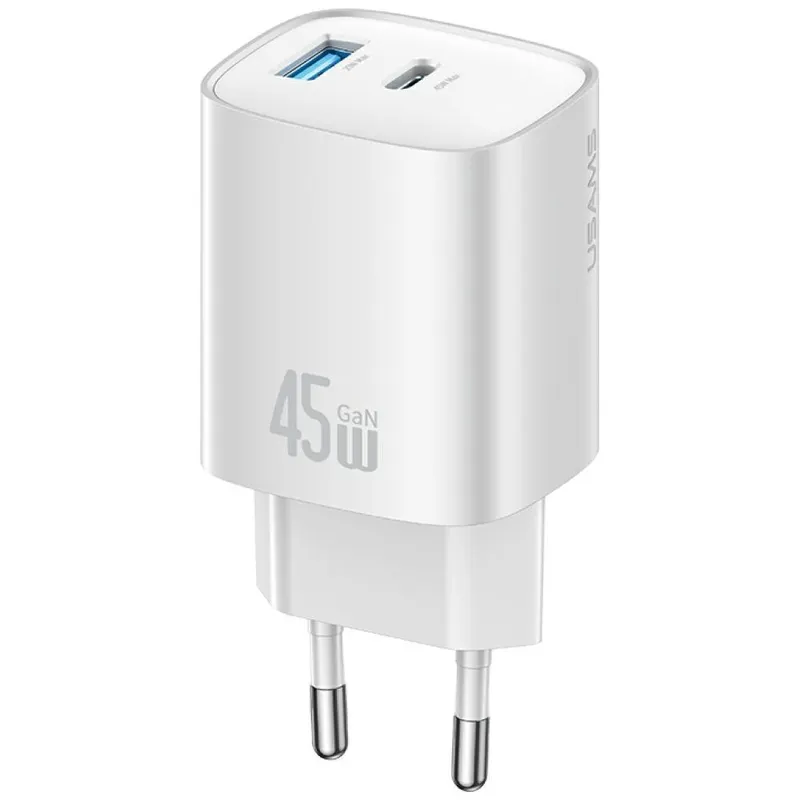 USAMS Ładowarka sieciowa T66 45W GaN CC290 USB-A + USB-C Fast charge
