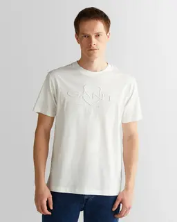 Gant T-Shirt Męski Z Okrągłym Dekoltem Regular Fit Biały