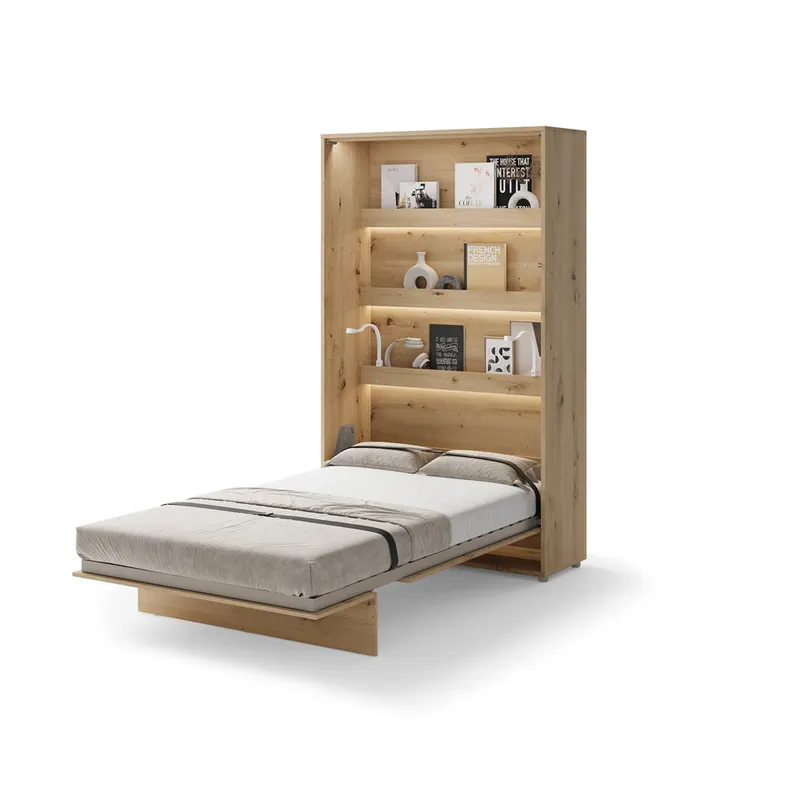 Półkotapczan pionowy BC-02 Bed Concept | 120x200 cm | Dąb Artisan | składany | funkcjonalny | oszczędność przestrzeni