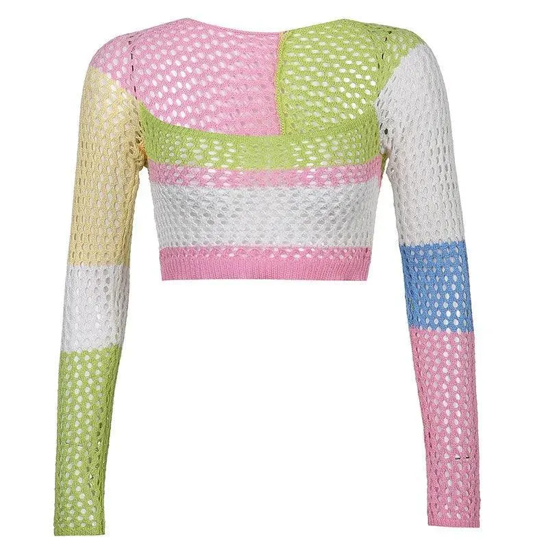 Dzianinowy sweter z długim rękawem - M