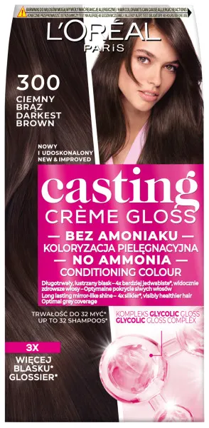 Loreal Casting Creme Gloss Farba 300 Ciemny Brąz