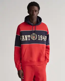 Gant Bluza Męska Z Kapturem Z Nadrukiem Relaxed Fit Czerwona