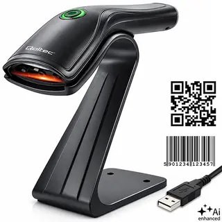 Qoltec Czytnik kodów kreskowych 1D 2D + stojak na skaner | QR | EAN | USB
