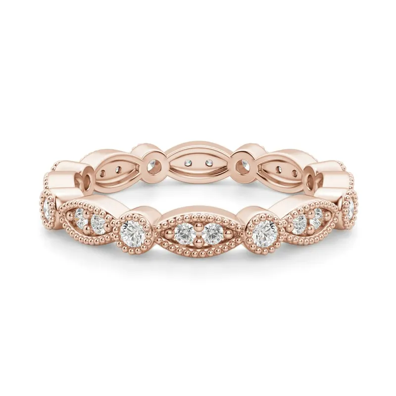 Obrączka Ślubna Eternity Dot and Marquise Laboratoryjny Diament 585 Różowe Złoto (14K)