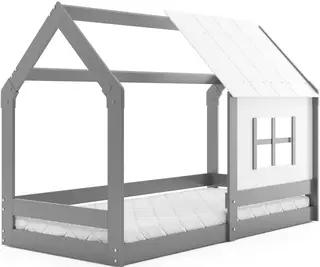 Łóżko dziecięce Domek z daszkiem 160x80 drewniane z materacem