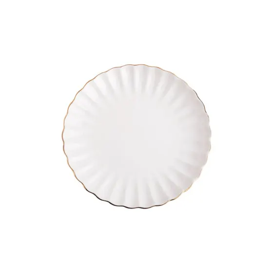Talerz Homla MELIDA White/Golden Rim deserowy, 20 cm