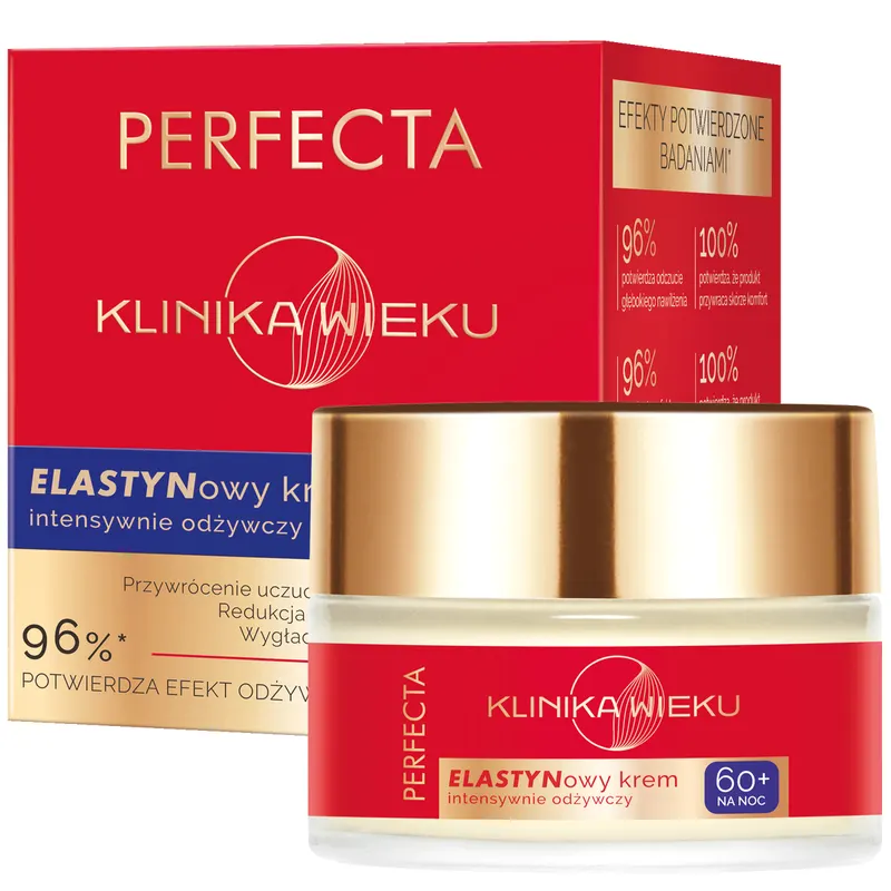 Perfecta Klinika Wieku Elastynowy krem odżywczy na noc 60+ z GABA i spilantolem 50 ml