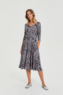 Sukienka we wzór paisley granatowa