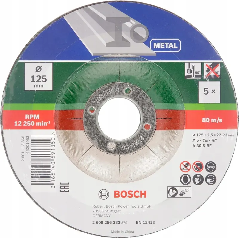 ZESTAW 5 TARCZ KORUNDOWYCH 125MM DO CIĘCIA METALU