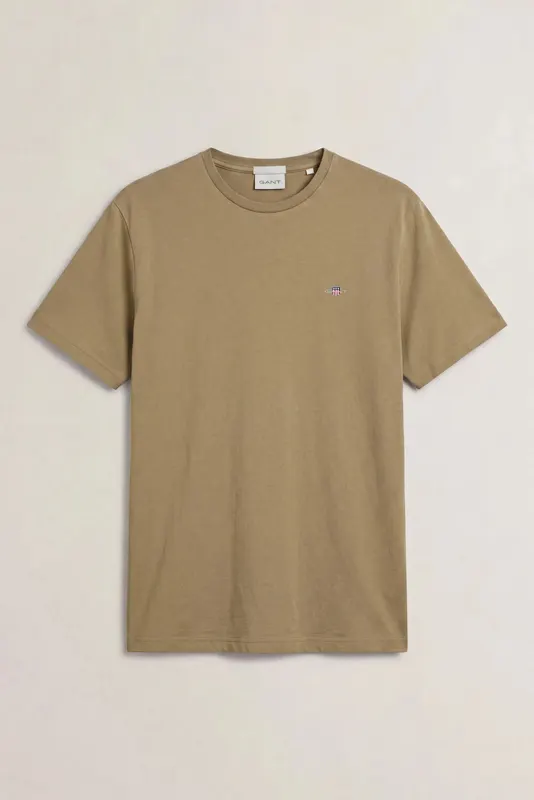 Gant T-Shirt Shield Męski Regular Fit Beżowy