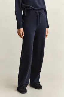 Gant Wełniane Spodnie Damskie Straight Fit Granatowe