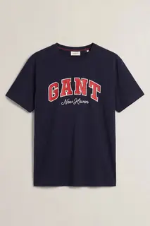 Gant T-Shirt Męski Z Nadrukiem Granatowy