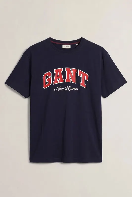 Gant T-Shirt Męski Z Nadrukiem Granatowy