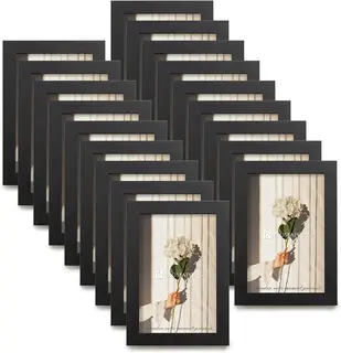 Ramki na zdjęcia 10x15 cm czarne drewniane 18 szt. na ścianę i stół
