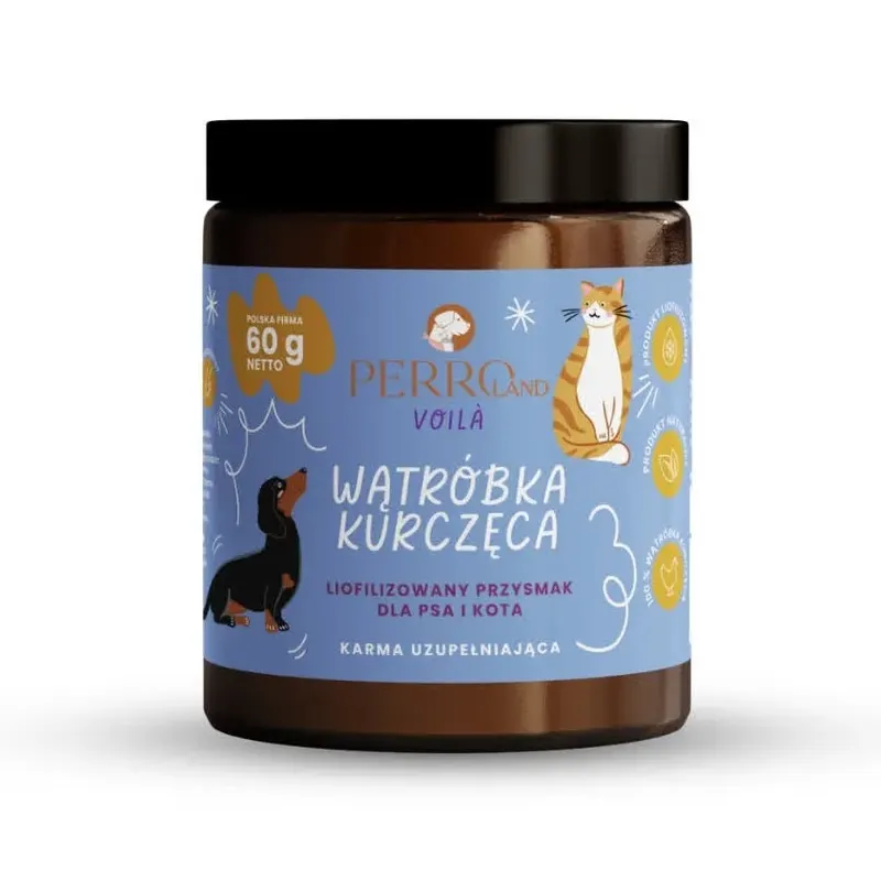 PERRO Voila Liofilizowana Wątróbka Kurczęca mono - przysmak dla psa i kota - 60g