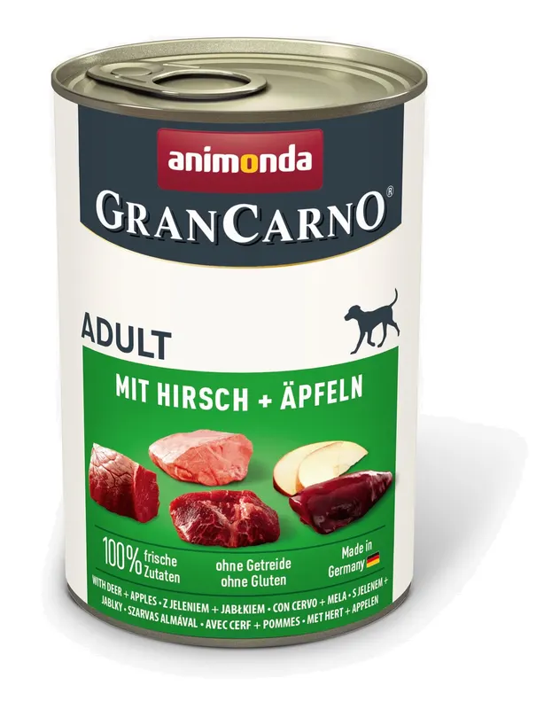 ANIMONDA GranCarno Adult Wieprzowina z jeleniem i jabłkiem - mokra karma dla psa - 400 g