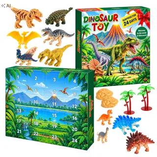 KALENDARZ ADWENTOWY DLA CHŁOPCA dziecka DZIEWCZYNKI DINOZAURY DUŻY XXL 24