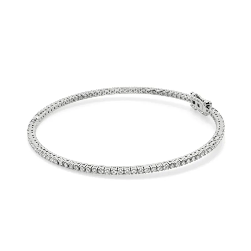 4 Prong Okrągła Diamentowa Tenisowa Bransoletka 1.00 krt z białego złota pr. 14K (585).