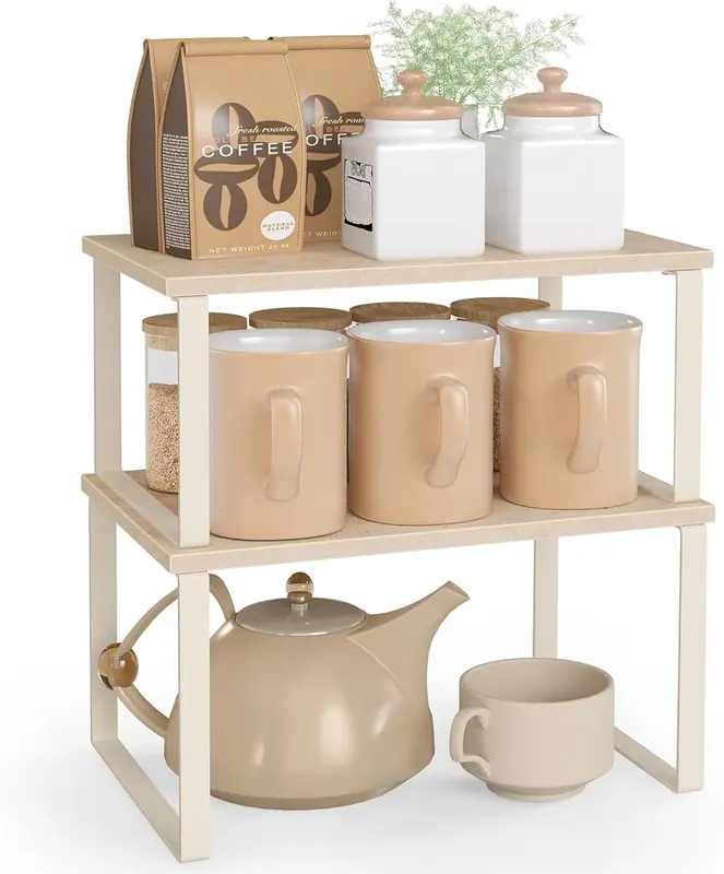 PÓŁKA NA PRZYPRAWY ZESTAW 2 ORGANIZER KUCHENNY METAL DREWNO