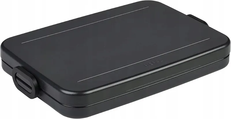 Pudełko na lunch płaskie Nordic Black 800 ml z wkładką i widelcem