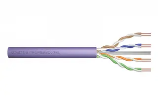 Digitus Kabel teleinformatyczny instalacyjny kat.6, U/UTP, Eca, drut, AWG 24/1, PVC, 305m, karton, fioletowy