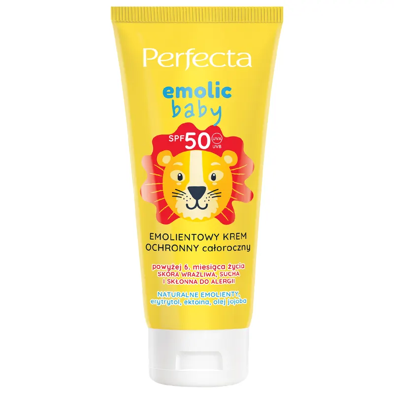 Perfecta Emolic Baby emolientowy krem ochronny całoroczny SPF 50 dla dzieci i niemowląt z ektoiną, erytrytolem i olejami 50 ml