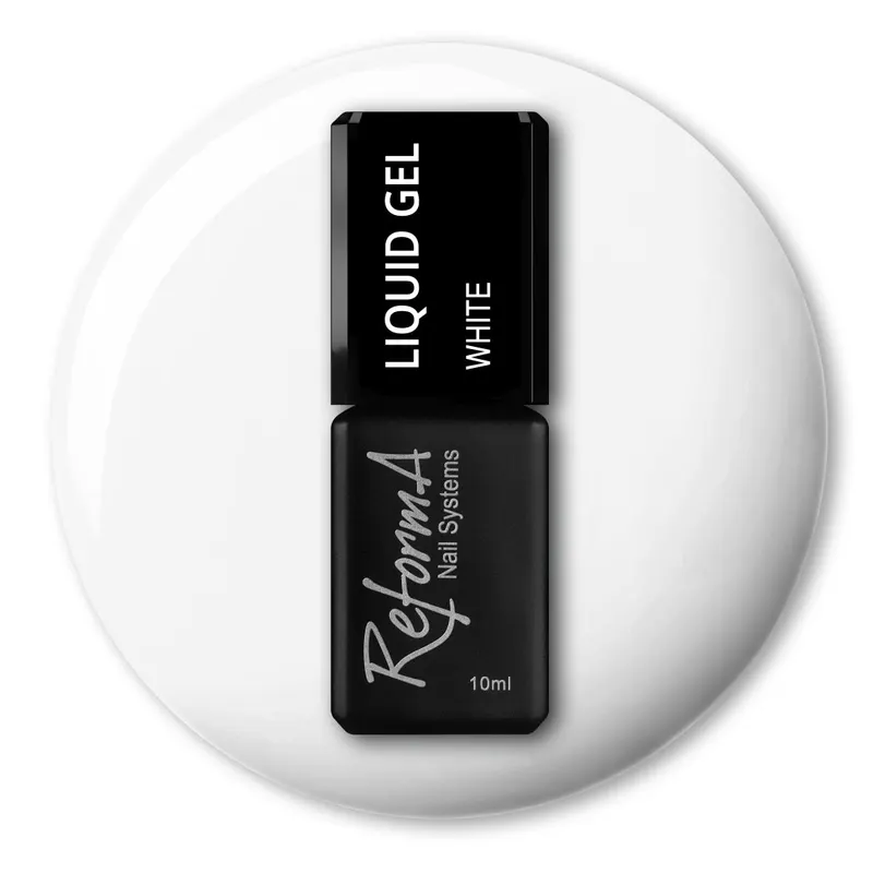 Żel w pędzelku, do szybkiego uzupełniania, biały żel w butelce Liquid Gel - White, 10 ml