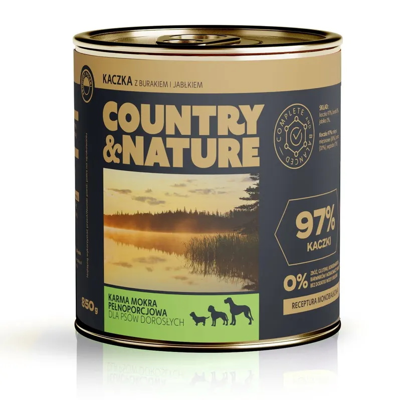COUNTRY&NATURE Kaczka z burakiem i jabłkiem Mono - mokra karma dla psa - 850g